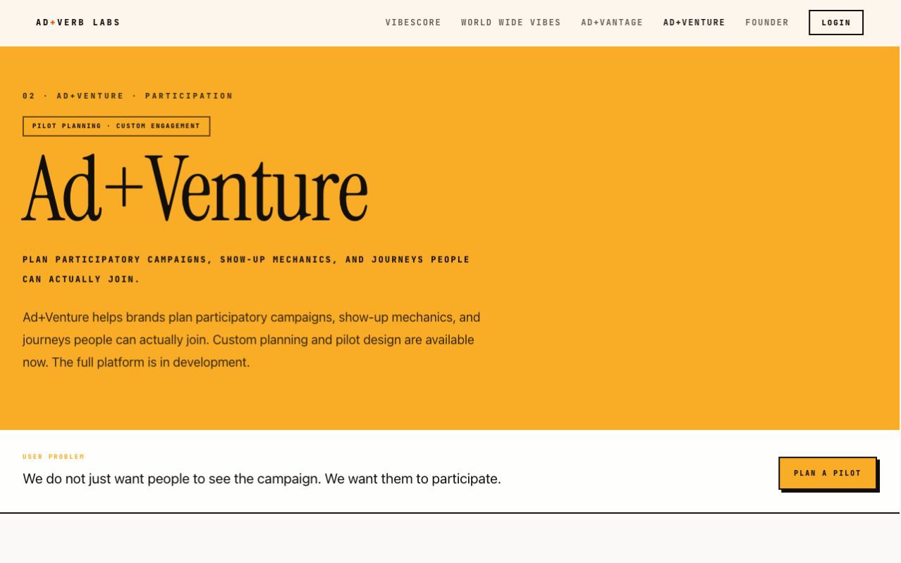 Adventure product interface