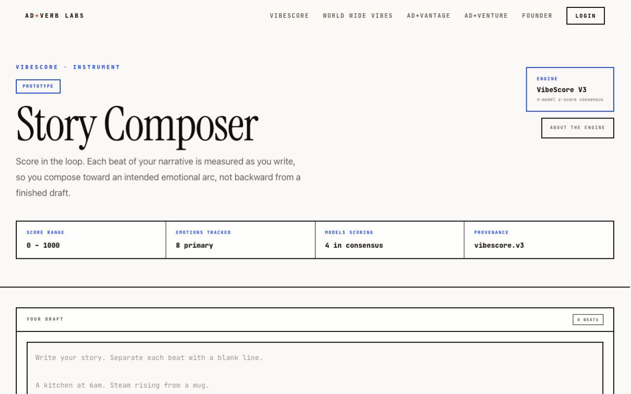 Story Composer narrative system interface